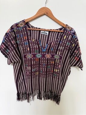 Maroon embroidered top